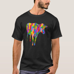 Camiseta Vaca Arco-Íris Cor Animal Arte