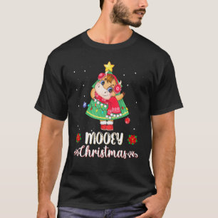 Camiseta Vaca Árvore de Natal Papai Noel Natal Moo
