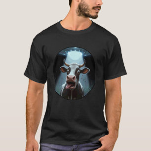 Camiseta Vaca Assustada Fugindo do Mutilador de Gado Alieni
