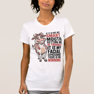 Camiseta Vaca Atrevida Engraçada Boca Inteligente Gráfico V