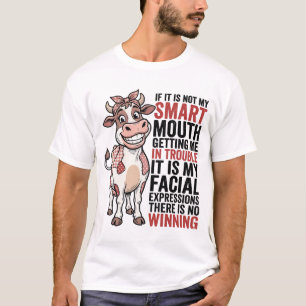 Camiseta Vaca Atrevida Engraçada Boca Inteligente Gráfico V