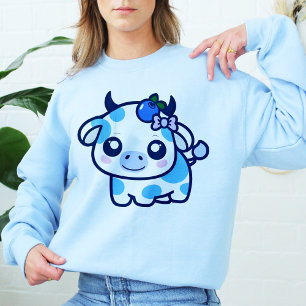 Camiseta Vaca azul mirtilo Roupas Kawaii Presente de vaca f