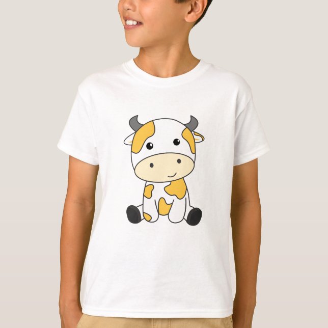 Camiseta Vaca Banana Kawaii Retro Vacas Bananas Japonesas (Frente)