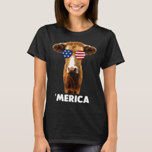 Camiseta Vaca Bandeira Americana EUA Patriótica Vaca