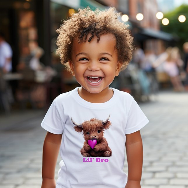 Camiseta Vaca-Bebê Rosa-Rosa-Pequeno-Irmão (Cute Little Brother Pink Baby Cow T-Shirt)
