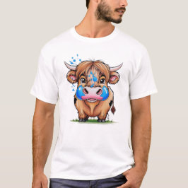 Camiseta vaca bochechenta, blusa azul