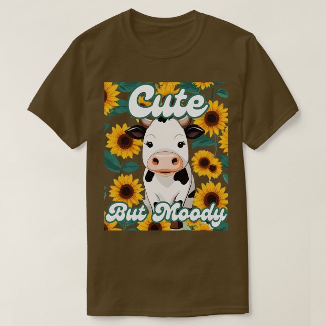 Camiseta Vaca branca Moody Cow lança Fazenda vadia bebê vac (Frente do Design)