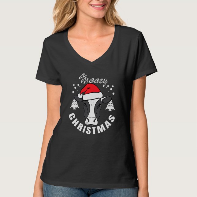 Camiseta Vaca Cabeça De Vaca De Natal (Frente)