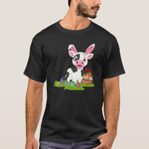Camiseta Vaca Caça ao Ovo de Páscoa Coelho Vaca Domingo de