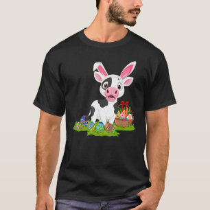 Camiseta Vaca Caça ao Ovo de Páscoa Coelho Vaca Domingo de