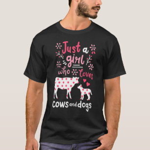 Camiseta Vaca Cachorro Só Uma Menina Vacas E Cachorros