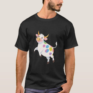Camiseta Vaca Colorida de Bolinhas para Amantes de Animais