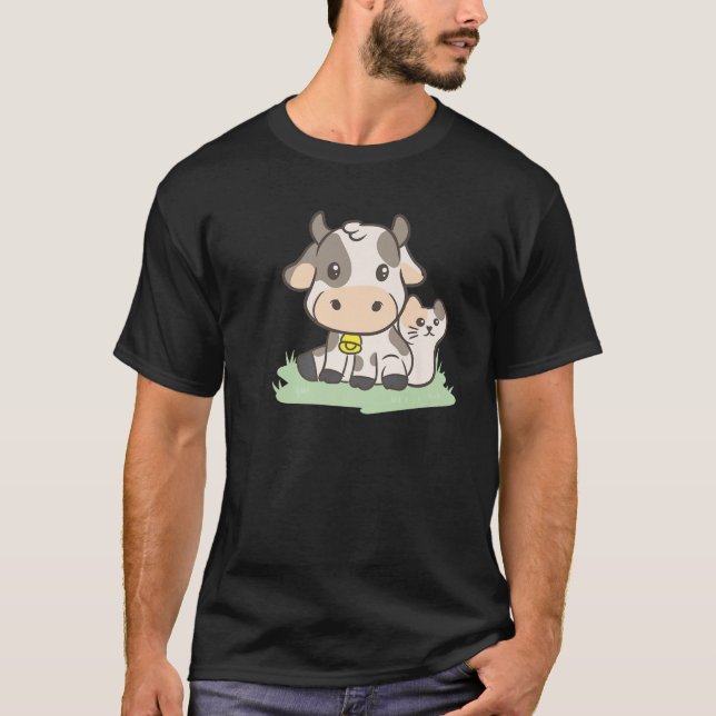 Camiseta Vaca Com Aestésico De Gato Japonês - Cute Ka (Frente)