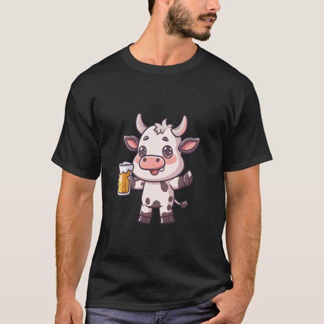 Camiseta Vaca Com Cerveja Comic Festa Engraçada (Frente)