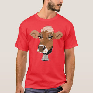 Camiseta Vaca com cowbell Farmer Oferece Vacas Engraçadas