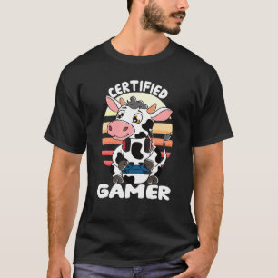 Camiseta Vaca Com Headset De Jogador Vaca Jogando Certifica