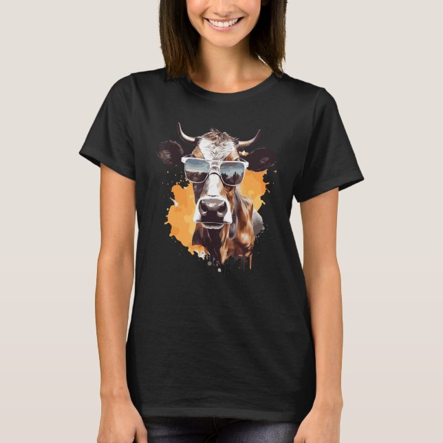 Camiseta Vaca Com Óculos De Sol Fazendeiro 1 (Frente)