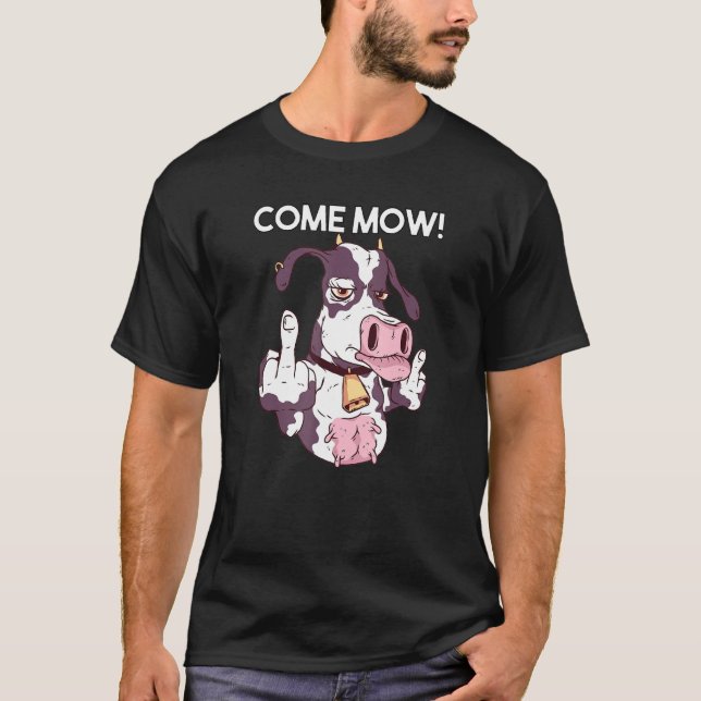 Camiseta Vaca Cômica Pronta Para Uma Briga (Frente)