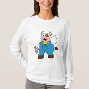 Camiseta Vaca como artesão com martelo