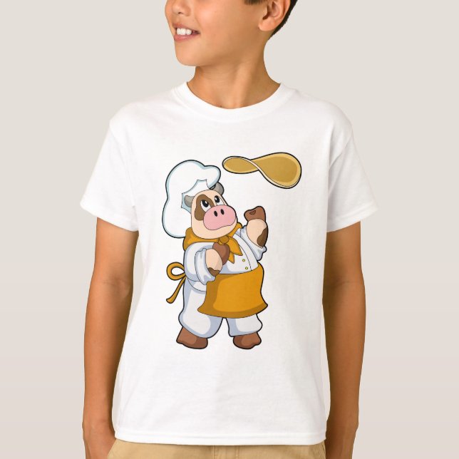 Camiseta Vaca como cozinhar com Dough (Frente)