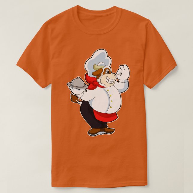 Camiseta Vaca como Garçom com placa de serviço (Frente do Design)