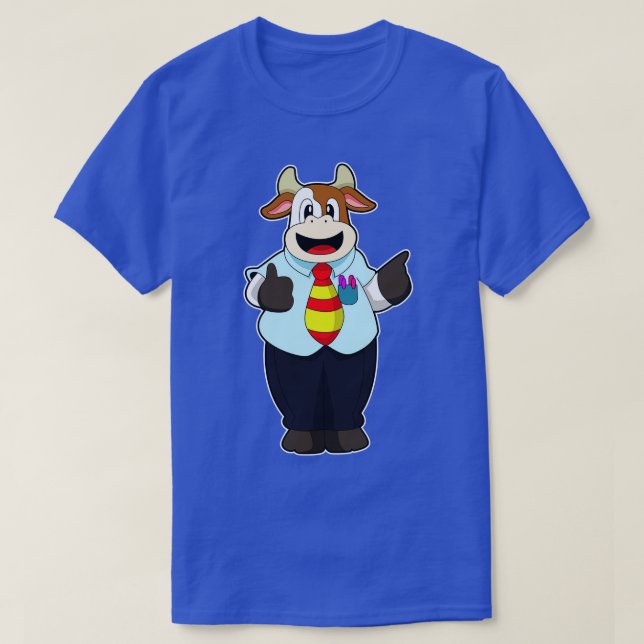 Camiseta Vaca como professor com gravata (Frente do Design)