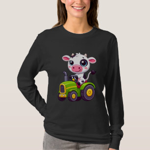Camiseta Vaca conduzindo Trator Cultivo Homens Mulheres Cri