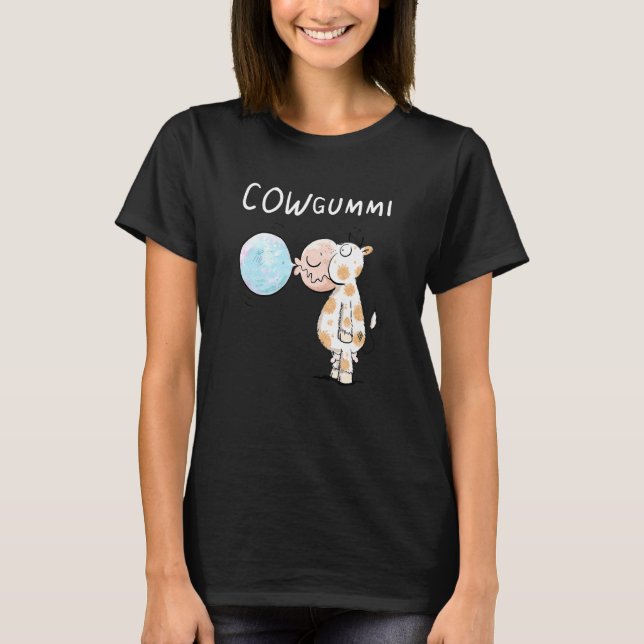 Camiseta Vaca Cowgummi I Mastigando Goma Palavra Jogo Diver (Frente)