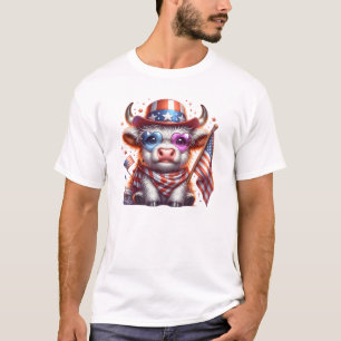 Camiseta Vaca das Terras Altas 4 de julho Sublimação Clipar