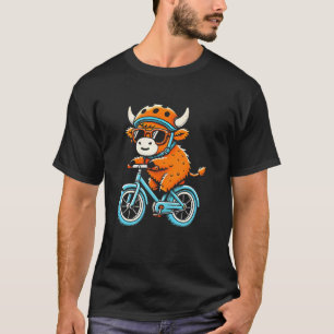 Camiseta Vaca das Terras Altas Andando de Bicicleta