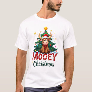 Camiseta Vaca das Terras Altas Bezerra Chapéu de Papai Noel