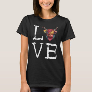 Camiseta Vaca das Terras Altas da Escócia Amor Sinistro Ga
