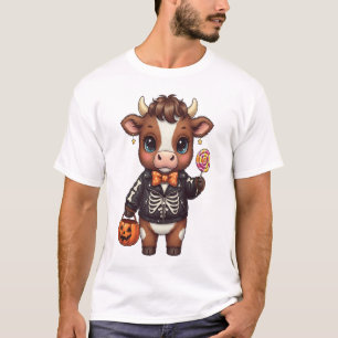 Camiseta Vaca das Terras Altas de Halloween Adorável e Engr