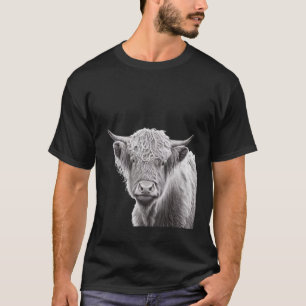 Camiseta Vaca das Terras Altas do Gado Escocês Desenho a Lá