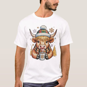 Camiseta Vaca das Terras Altas do Natal Fofa Aconchegante N
