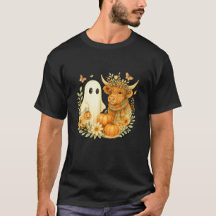 Camiseta Vaca das Terras Altas & Fantasma Aquarela Pomar de
