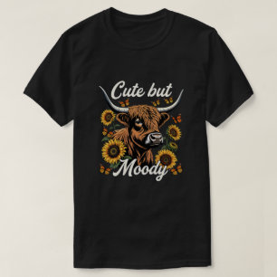 Camiseta Vaca das Terras Altas Fofa mas Mal-humorada Girass