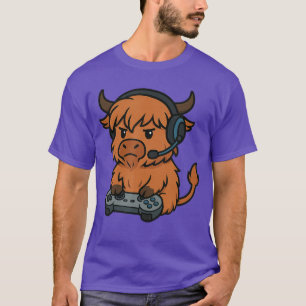 Camiseta Vaca das Terras Altas Jogador de Jogos Retro Video