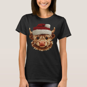 Camiseta Vaca das Terras Altas Natal - Chapéu de Papai Noel