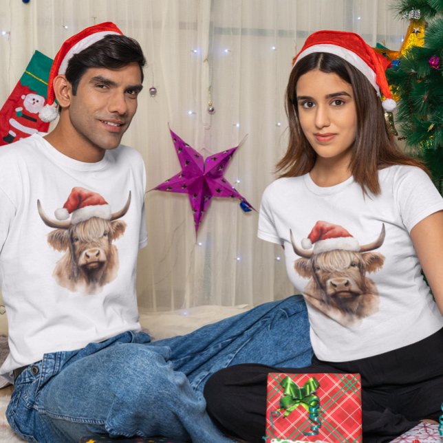 Camiseta Vaca das terras altas - Válvula de água do Natal (Criador carregado)