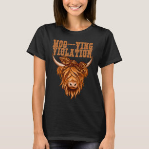 Camiseta Vaca das Terras Altas Violação de Moo Ving