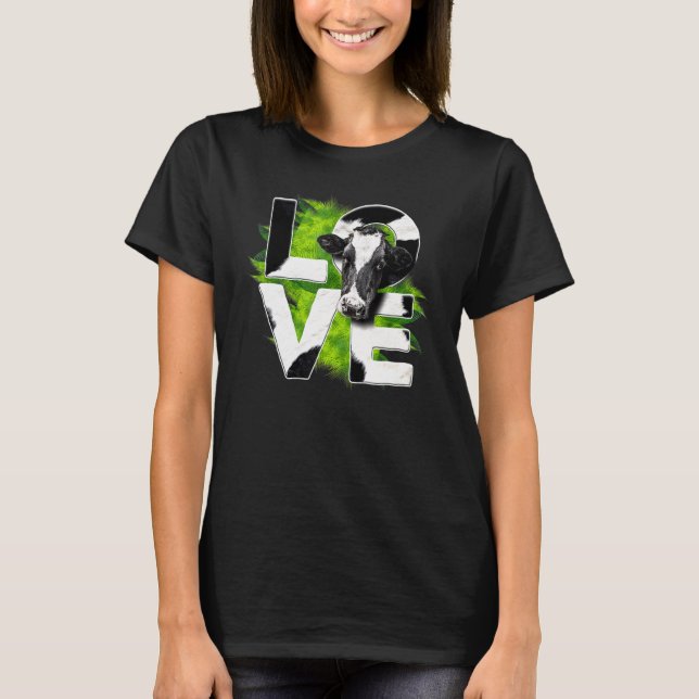 Camiseta Vaca de Amor Fofo Grama Verde Para Vaca (Frente)