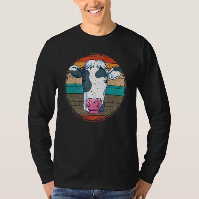 Camiseta Vaca de animais de Fazenda retrô (Frente)