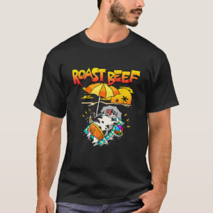 Camiseta Vaca de carne assada em férias com praia Sun Tan S