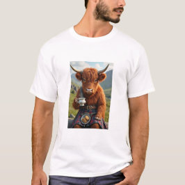 Camiseta Vaca de cocô de leite escocês com t-shirt de chá
