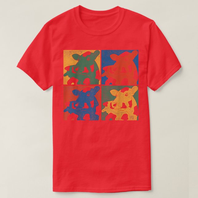 Camiseta Vaca de criação pop (Frente do Design)