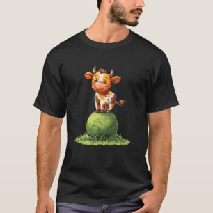 Camiseta Vaca de desenho animado adorável na grama para div