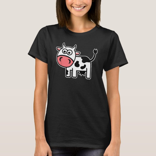 Camiseta Vaca de desenho animado fofa (Frente)