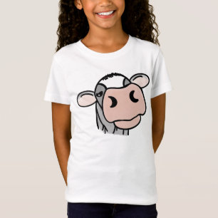 Camiseta vaca de desenho animado preto branco rosa beijo ci