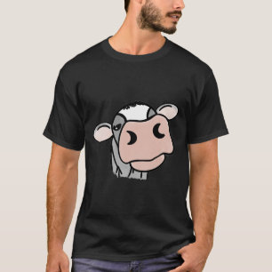 Camiseta vaca de desenho animado preto branco rosa beijo ci